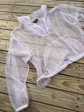 Shinestar Sheer Mesh Half-Zip Hoodie Lavender Size L